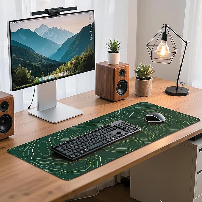 Gaming Mouse Pad - (31.5"×11.8") Topographic Large Mouse Pads for Desk - Desk Mat for Keyboard and Mouse with Non-Slip Base, Desks Pad Matfor Game/Office & Home