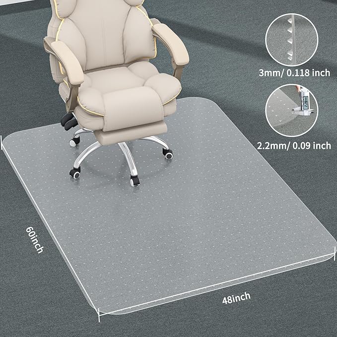 Office Chair Mat for Carpet, 48 X 60 inch, Not Use on Hardwood Floors