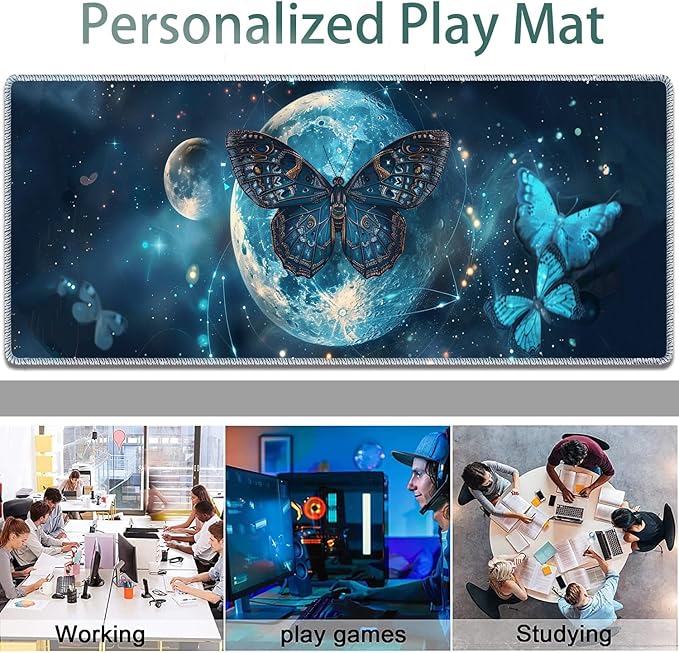 Large Gaming Mouse Pad + Keyboard Wrist Rest + Wrist Support + Coaster Set, Memory Foam Ergonomic for Easy Typing, XXL Extended Gaming Mouse Pad Table Pad - Selenophora Sibirica