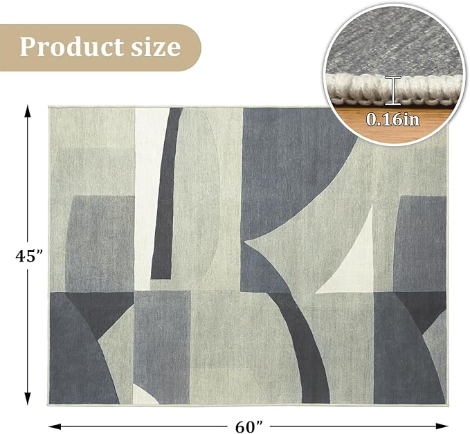 Office Chair Mat for Hardwood Floor, 60"x45" Easy Glide Computer Desk Mat Protector for Rolling Chair Under Desk Rug Nonslip Backing, Machine Wash, (Modern)