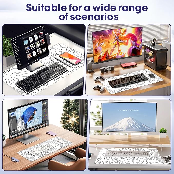 Waterproof Large Gaming Mouse Pad – 31.5" x 15.7" Full Desk Mat, Non-Slip Rubber Base, Stitched Edges, Durable Surface for Esports, Office, Home