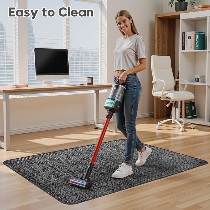 Sycoodeal Office Chair Mat for Hardwood & Tile Floor, 36" x 48" Computer Gaming Chair Mat for Rolling Chairs Non-Curve, Anti-Slip, Heavy Duty Floor Protector for Home Office (Dark Black)