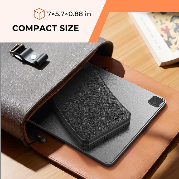 MEETION New Ergonomic Bluetooth Foldable Keyboard, Split Compact Portable Wireless Keyboard for Business Travel, Rechargeable Folding Keyboard for Tablet PC Smartphone iOS Android Windows Mac Black