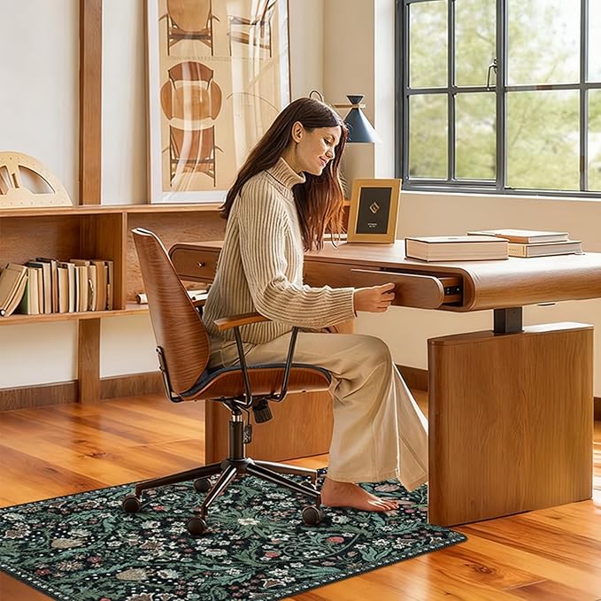 Office Chair Mat for Hardwood Floor & Tile Floor,36"X 48" Heavy Duty Desk Chair Mat for Hard Floors, Under Desk Rug for Rolling Computer Chair,Anti Slip,Low Pile Carpet Protector-Convex Green Grass