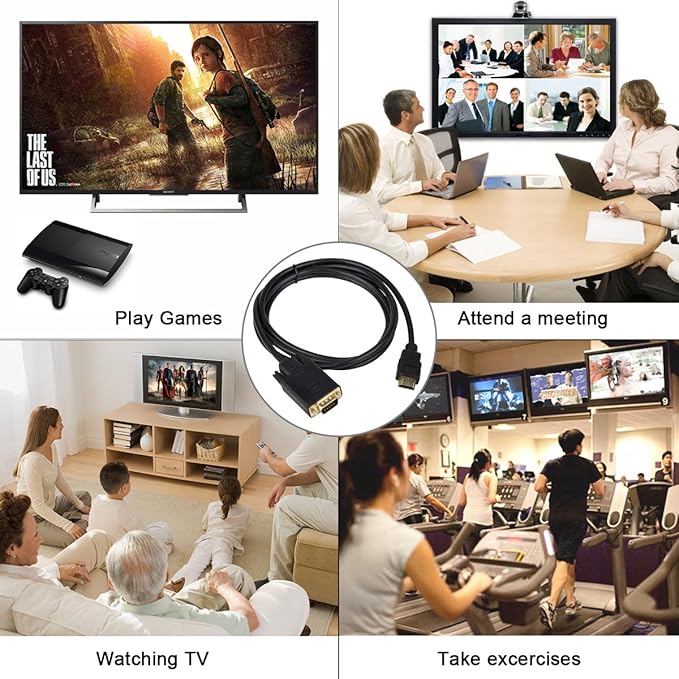 HDMI to VGA Cable Gold-plated 1080P HDMI Male to VGA Male Active Video Adapter Converter Cord (3 Feet/1 Meter)