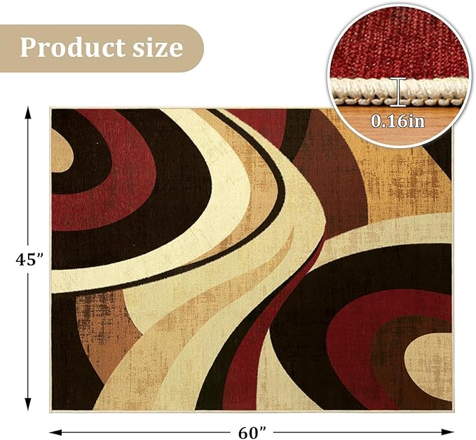 Office Chair Mat for Hardwood Floor, 60"x45" Easy Glide Computer Desk Mat Protector for Rolling Chair Under Desk Rug Nonslip Backing, Machine Wash, (Modern)
