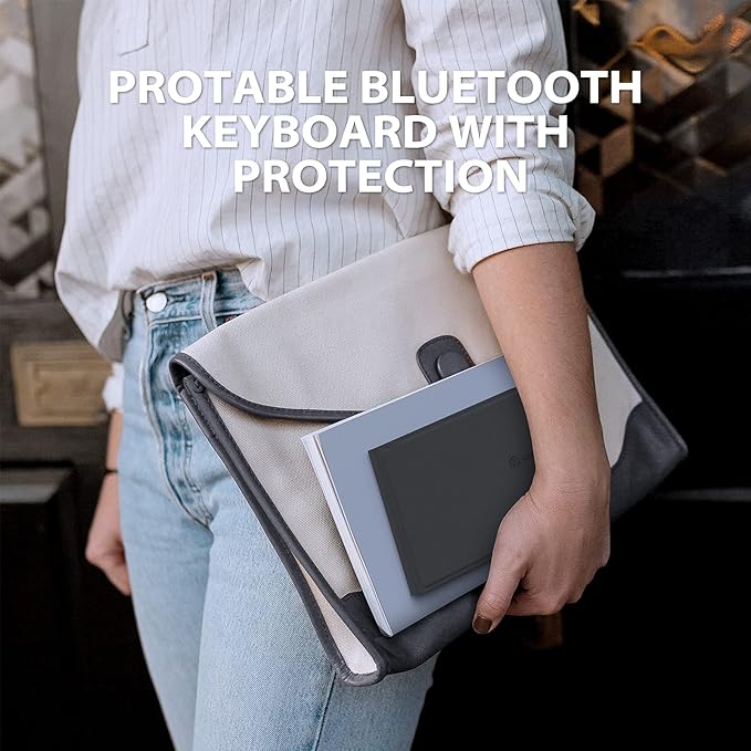 iClever Ergonomic Foldable Keyboard, BK06 Split Folding Bluetooth Keyboard with PU Leather Cover, USB-C Rechargeable, Multi-Device, Ultra Slim Portable Travel Keyboard for iPad, iPhone, Tablet, Laptop