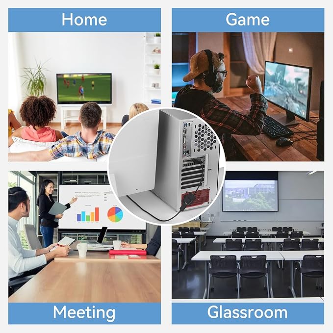 VENTION VGA to HDMI Adapter 0.5FT, Uni-Directional VGA(Source) to HDMI(Display) Converter (Male to Female) 1080@60Hz with Audio Cable and Micro USB Cable from PC, Monitor