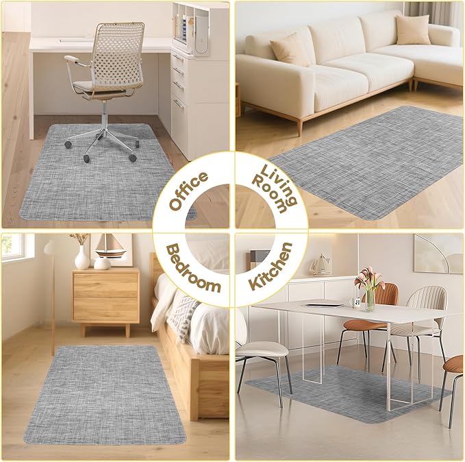 BesWin Large Office Chair Mat for Hardwood Floor, 48" x 60" Desk Floor Mat for Rolling Chair and Computer Desk, Heavy Duty PVC Floor Protector Rug for Home Office, Grey