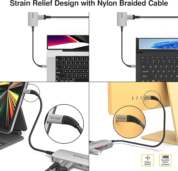 EZQuest USB-C Hub Docking Station 10 in 1 with 4K HDMI 60Hz, 1 GBS Ethernet, 2 USB C Gen 2 10Gbs, 1 PD 3.0, 2 USB-A 3.0, Audio Ports, SD/Micro SD, Compatible with USB Type C/Thunderbolt Computers
