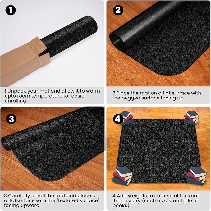 Office Chair Mat for Hardwood Floor: 63" x 51" Extra Large Black Office Chair Mats, Anti-Slip Rubber Floor Mat for Gaming Rolling Chair, Heavy Duty Protector for L Desk, Home, Gaming Easy Glide