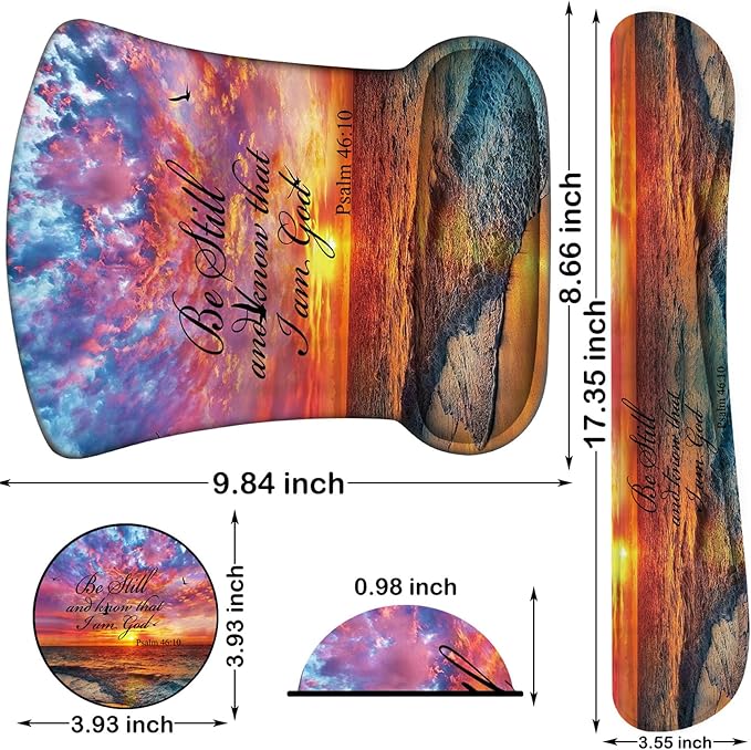 Ergonomic Mouse Pad, Mouse Wrist Rest Pad + Keyboard Wrist Rest Pad + Coaster, Made of Memory Foam, Easy to Use and Relieve Wrist Pain, Computer, Games, Office, Home - Sunsets, Beaches and Waves
