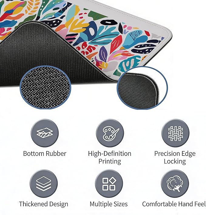 Abstract Floral Aesthetic Large Mouse Pad Matisse Boho Desk Mats, Pink Long Laptop Keyboard Mat Cute Gaming Desktop Mats for Desk, Flroal Desk Decor for Women Office 31.5x11.8
