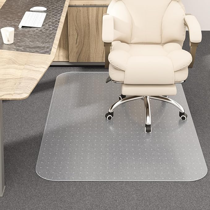 2Pcs Office Chair Mat for Carpet, 30" X 48" X 0.09" Desk Chair Mat for Carpet Floors, Clear Rolling Chair Mats with Non-Slip Studded for Home and Office Low Pile Carpets