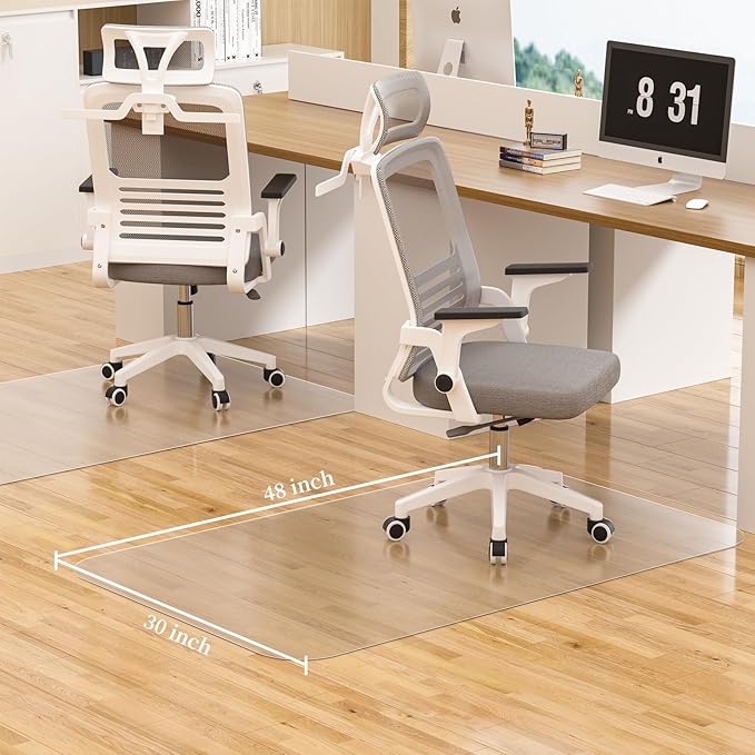 Office Chair Mat for Hardwood Floor, 30" X 48" Desk Chair Mat for Hard Floors, PVC Clear Floor Protector for Home and Office Floor Mat - Can't be Used on Carpet
