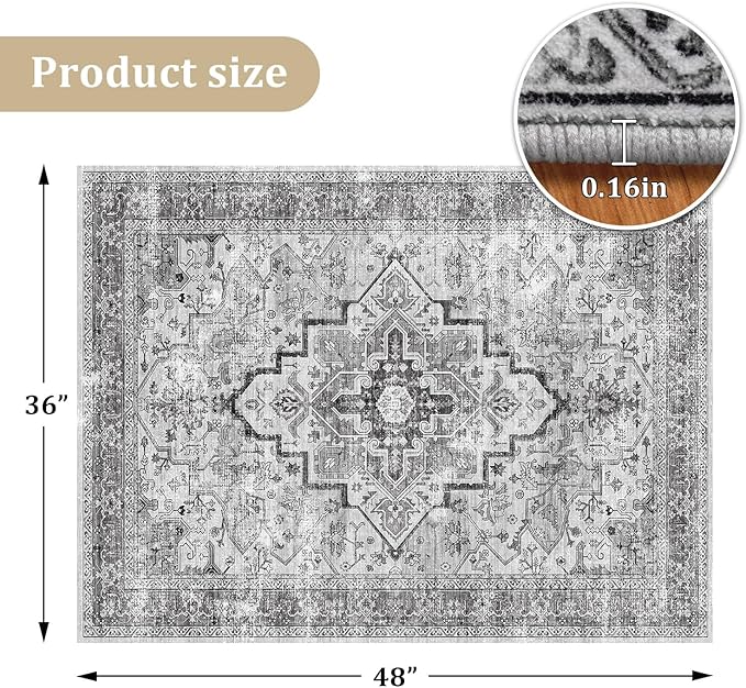 chakme Office Chair Mat for Hardwood Floor, 48"x36" Easy Glide Computer Desk Mat Protector for Rolling Chair Under Desk Rug Nonslip Backing, Machine Wash, (Boho)