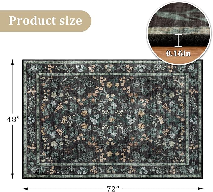 chakme Office Chair Mat for Hardwood Floor, 72"x48" Easy Glide Computer Desk Mat Protector for Rolling Chair Under Desk Rug Nonslip Backing, Machine Wash, (Floral)