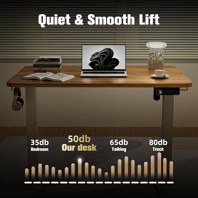 ERGOMAKER 35" Electric Standing Desk, Adjustable Height, Sit Stand Up Desk for Home Office & Computer Workstations, Memory Controller, Light Rustic Brown