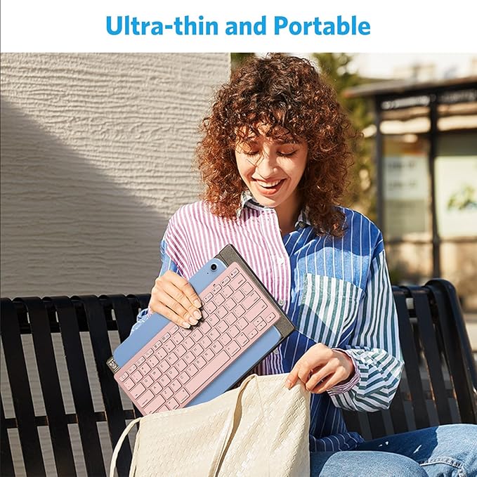 OMOTON Bluetooth Keyboard Compatible with iPad A16 11th 10th Generation, iPad 10.2 (9th/8th/7th), iPad Pro 13/12.9/11 inch, iPad Air/Mini and More iOS Devices, Pink