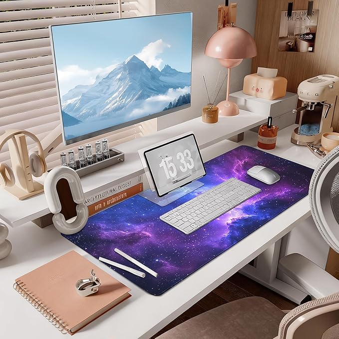 Mouse Pad Gaming - Desk Mat for Keyboard and Mouse - Galaxy Space Large Mouse Pad for Desk, Mousepad (35.4" X 15.7") with Non-Slip Base, Desks Pad Mat for Gaming, Office and Home