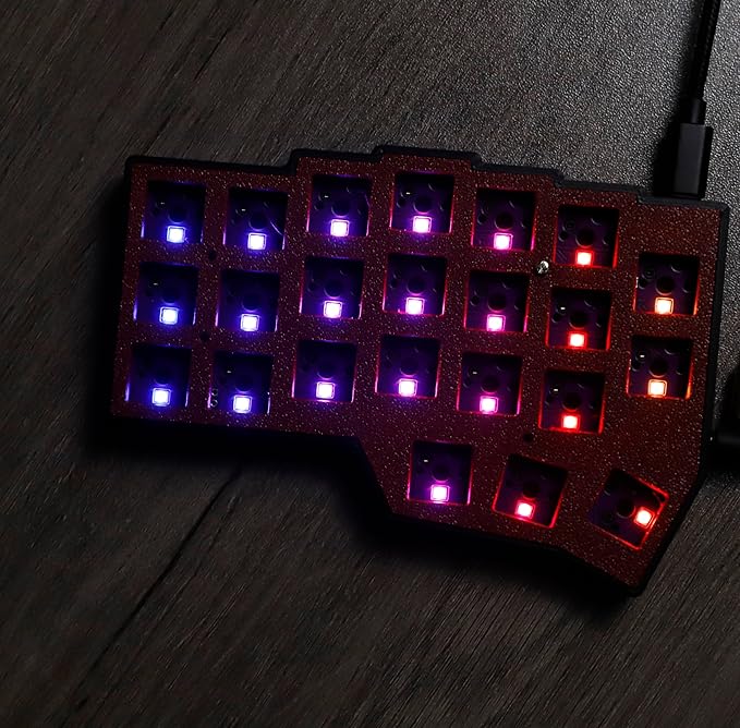 YMDK Corne V4.1 46 Keys Split Keyboard Ergonomic Hotswappable 40% Layout 3D PLA RGB QMK Vial All Key Programmable Mini Independent Gaming Keyboard Kit (Wired Red Black Split 46)