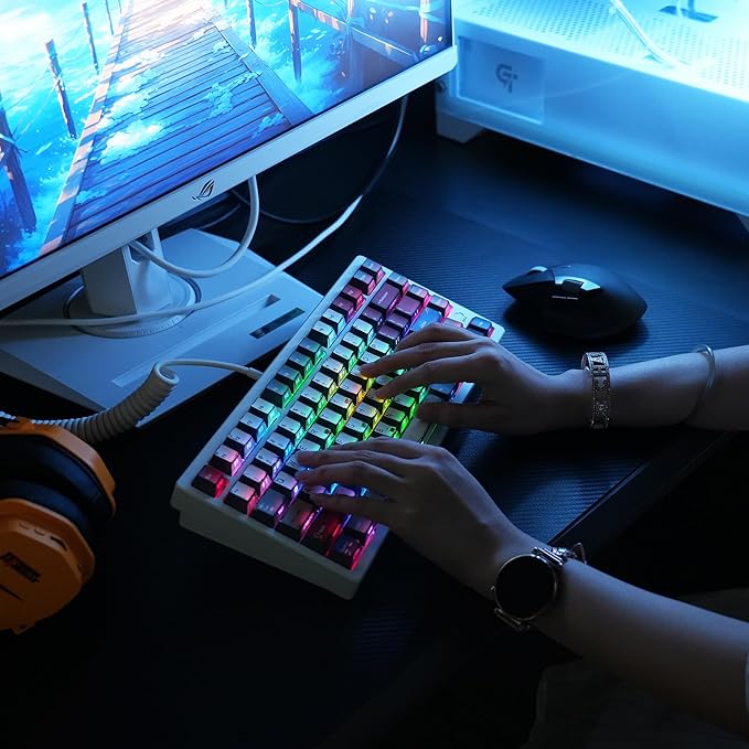 FunHub Retro PBT Keycaps,Anime Themed Japanese Manga Key Caps,Cherry Profile Shine Through Side Printed Keycaps 137 Keys Set for 60 65 75 100 Percent MX Switches Double Shot Backlit Keyboard-Colorful