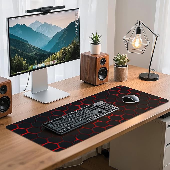 Gaming Mouse Pad - (31.5"×11.8") Honeycomb Large Mouse Pads for Desk - Desk Mat for Keyboard and Mouse with Non-Slip Base, Desks Pad Matfor Game/Office & Home