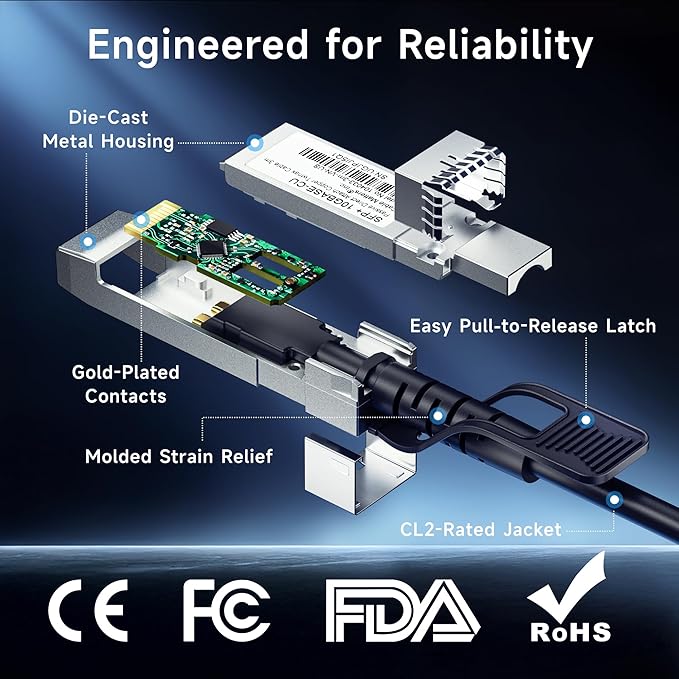 Cable Matters 10Gbps DAC Twinax SFP Cable - 7m / 23ft, 10GBASE-CU Passive Direct Attach Copper Twinax SFP+ Cable, Compatible with Cisco, Ubiquiti, Huawei, Netgear, & Supermicro Devices