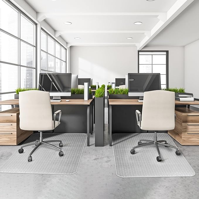 BesWin Office Chair Mat for Carpeted Floors, 46'' x 72'' Large Desk Chair Mat for Low Carpets, Premium Quality Hard Carpet Protector for Work, Home, Gaming, Easy Glide and Flat Without Curling