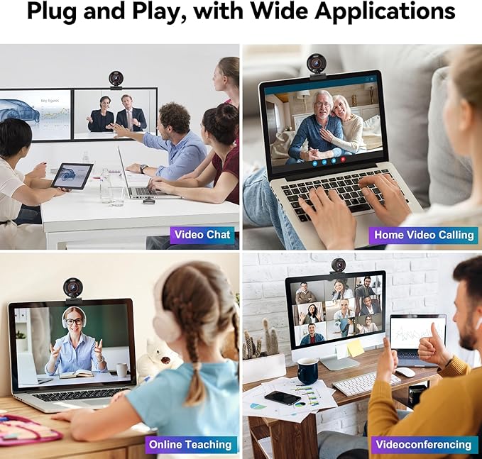 2K Webcam for pc with AI,Web Camera/8X Digital Zoom Computer Camera with USB 3.0/HDR/Dual Noise-Cancelling Mics,Zoom/Teams/Skype/Facetime/Meeting