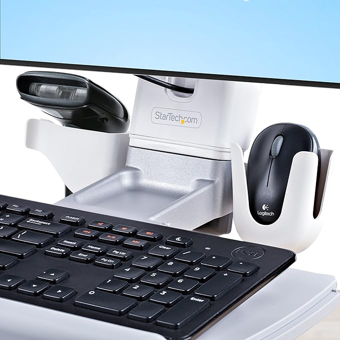 StarTech.com Sit-Stand Monitor Arm with Keyboard Tray - Adjustable Desk Mount Sit-Stand Workstation Arm for Single 27" VESA Display - Ergonomic Articulating Standing Desk Converter, TAA