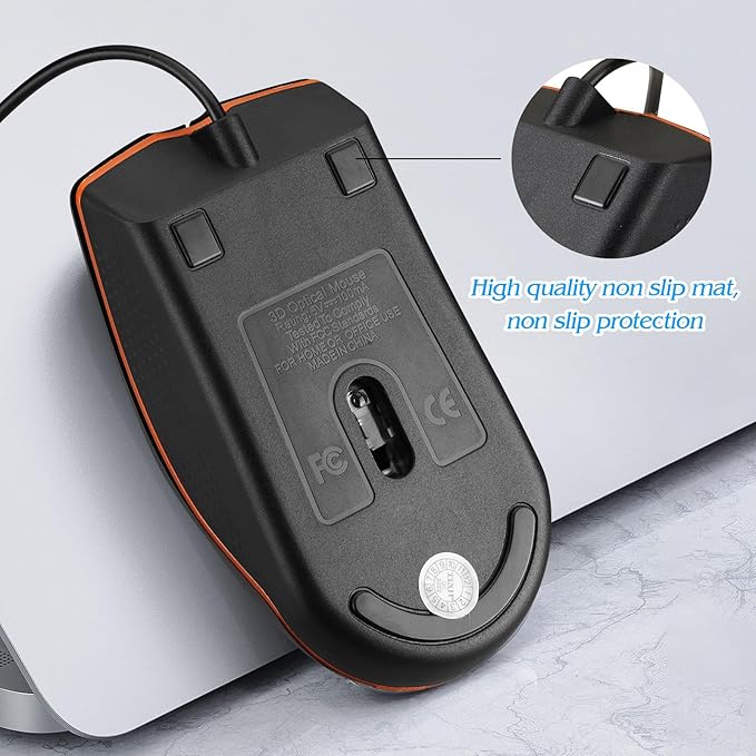 Guiheng Wired mini Mouse, USB Wired Computer Mice for Right or Left Hand, Ergonomic Computer Mouse with Durable Clicks for PC, Computer, Laptop, Desktop, Chromebook, Notebook, Mac (Pink)