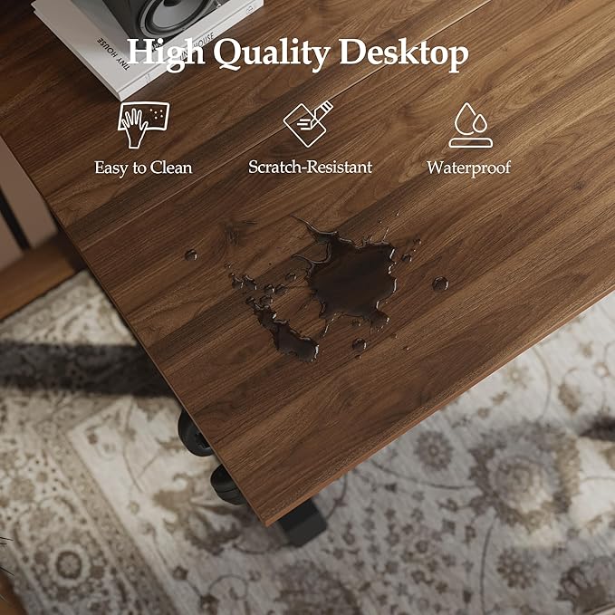 Klicelor 60 Inch Large Electric Standing Desk, Height Adjustable Office Desk, Sit Stand Up Computer Gaming Desk with Memory Preset, Two-Piece Desktop, Dark Walnut