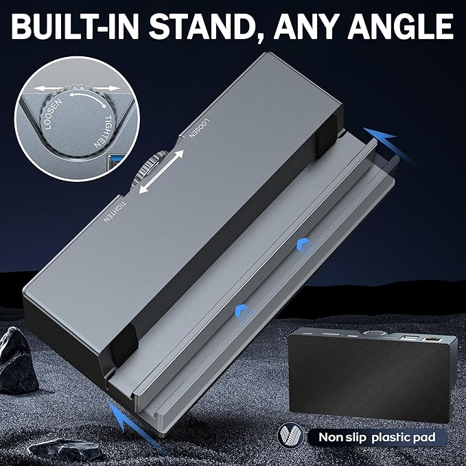 Steam Deck Dock - USB C Docking Station with Adjustable Stand, 100W PD Charging Dock with 4K@120Hz HDMI 2.1,Gigabit Ethernet,3 USB 3.0 Port, for Steam Deck OLED/ROG Ally/Legion Go S