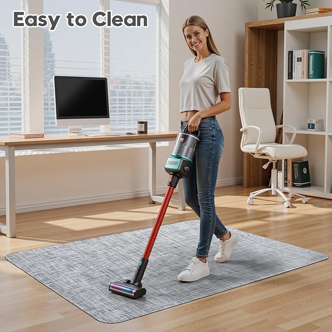 Sycoodeal Office Chair Mat for Hardwood & Tile Floor, 40" x 48" Computer Gaming Chair Mat for Rolling Chairs Non-Curve, Anti-Slip, Heavy Duty Floor Protector for Home Office (Grey)