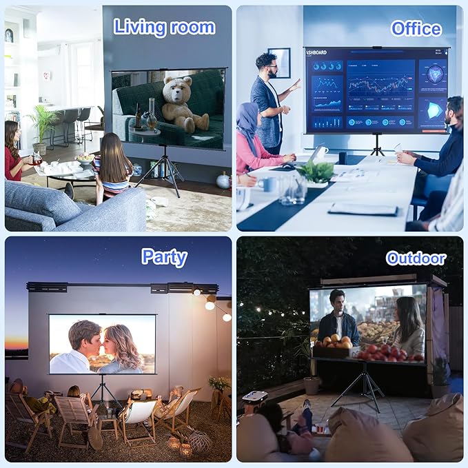 60" Projector Screen Tripod Stand,Projection Screen with Black Backing,16:9 HD Premium Wrinkle-Free Tripod Stand Movie Screen for Movie Night Home Theater Business Presentation with Storage Bag