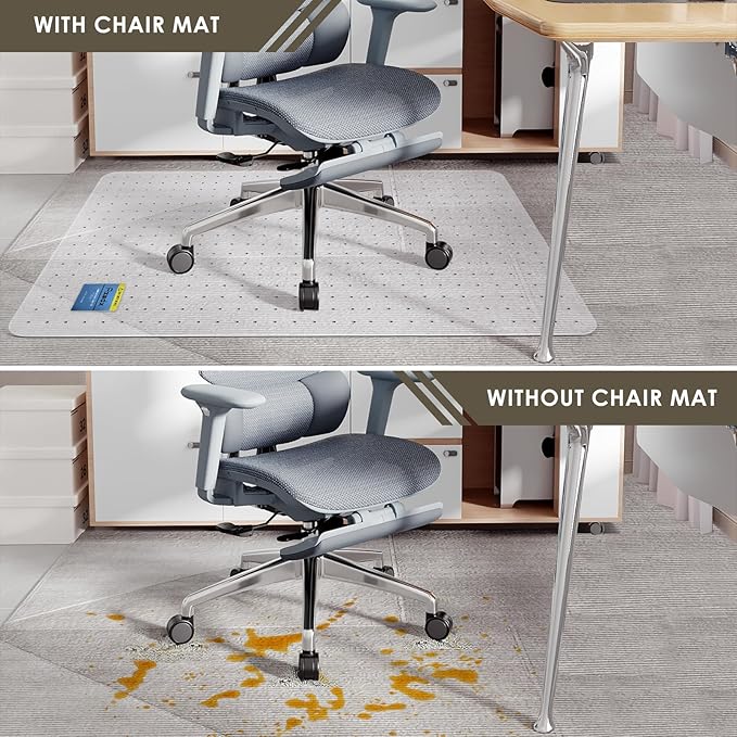 Azadx Heavy Duty Office Chair Mat for Carpet 45" x 53" Hard Material Chair Mat for Carpeted Floor Non-Slip Carpet Protector for Office Easy Glide Desk Floor Mat for Office Chair on Carpets 2 Pack