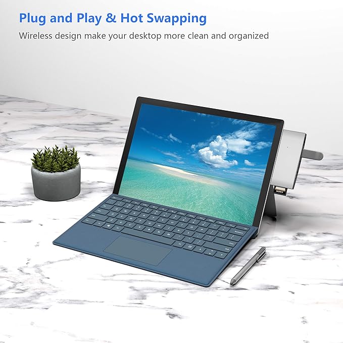 Surface Pro 4/Pro 5/Pro 6 Docking Station USB Hub USB 3.0 Hub Adapter, SD & TF/Micro SD Memory Card Reader, 4K HDMI Port Converter Accessories for Surface Pro 6/5/4