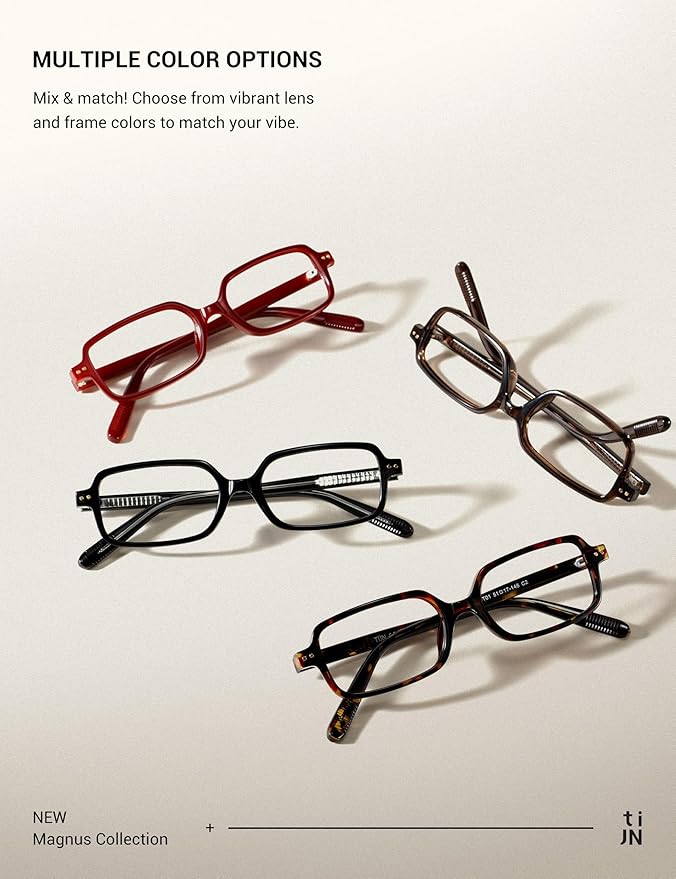 TIJN Magnus Square Blue Light Blocking Glasses for Women Men,Rectangular Computer Glasses for Gaming Work Screen Use,TR90