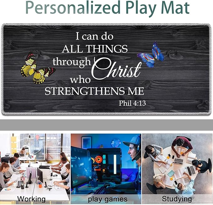 Large Gaming Mouse Pad + Keyboard Wrist Rest + Wrist Support + Coaster Set, Memory Foam Ergonomic for Easy Typing, XXL Extended Gaming Mouse Pad Table Pad - Vintage Wooden Bible