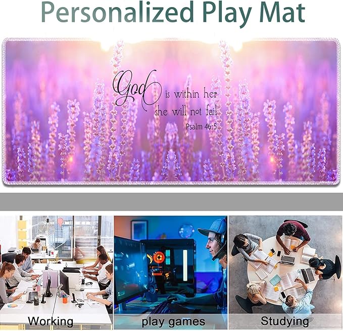 Large Gaming Mouse Pad + Keyboard Wrist Rest + Wrist Support + Coaster Set, Memory Foam Ergonomic for Easy Typing, XXL Extended Gaming Mouse Pad Table Pad - Quote Bible Verse Psalm 46:5
