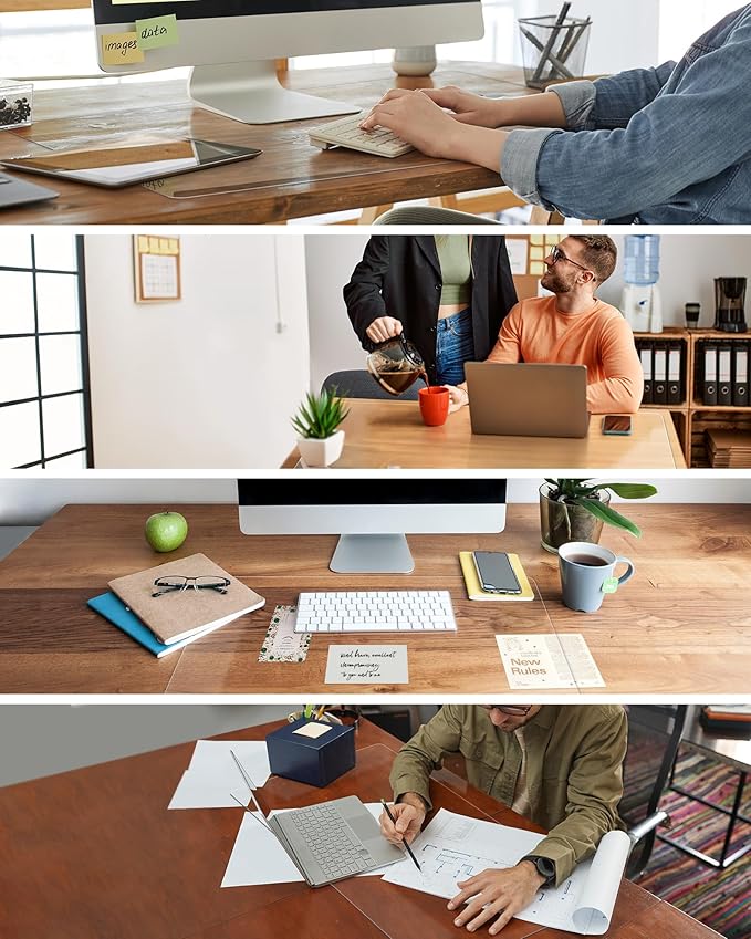 Oterri Clear Writing Desk Pad, 16’’x36” Heat Resistant Waterproof PVC Round Edge Durable Desk Protect Mat, Anti-Static Writing Mat Table Protector