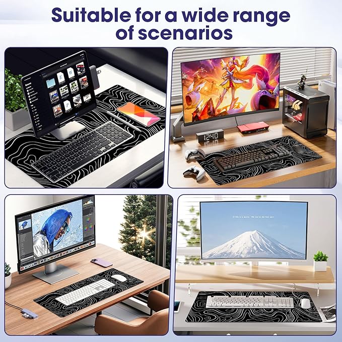 Waterproof Large Gaming Mouse Pad – 31.5" x 15.7" Full Desk Mat, Non-Slip Rubber Base, Stitched Edges, Durable Surface for Esports, Office, Home