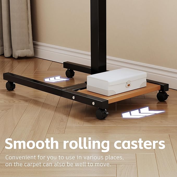 Mobile Adjustable Height Laptop Stand PC Computer Portable Notebook Swivel Laptop Desk Rolling Table Desk Cart Tiltable with Wheels Casters& Mouse Pad Table