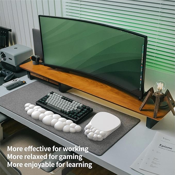 Ergonomic Mouse Pad and Keyboard Rest, 2 in 1 Cloud Wrist Rest + Cloud Mouse Pad, Non-Slip, Relieve Wrist Pain, White