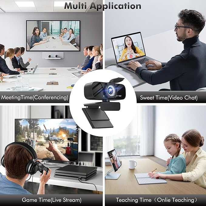 Gohero Full HD 1080P Video Webcam, Noise Cancellation, Privacy Cover, Wide-Angle Lens, Auto Light Correction, Plug & Play USB Webcam for Laptop, Desktop, PC, Mac, Zoom, Skype Pro Series