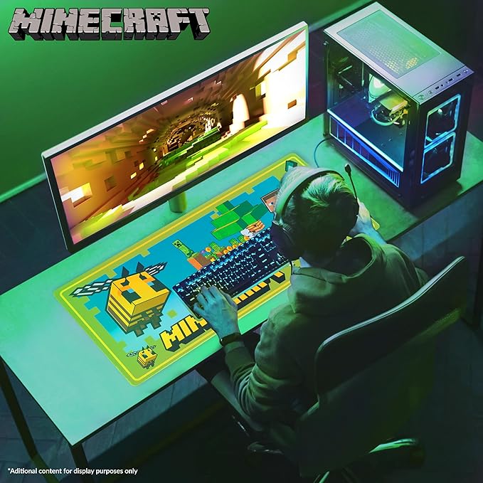 Minecraft Desk Pad for Kids and Teenagers, Non-Slip Desk Mouse Mat 80 x 35cm - Gamer Gifts (Green)