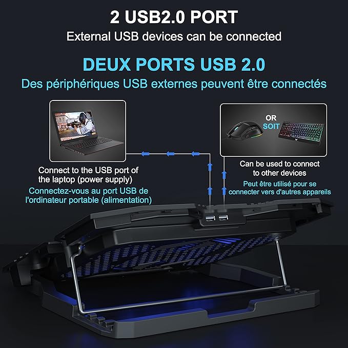 TopMate C5 12-15.6 inch Gaming Laptop Cooler Cooling Pad | 5 Quiet Fans and LCD Screen | 2500RPM Strong Wind Designed for Gamers and Office