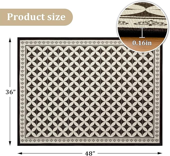 Office Chair Mat for Hardwood Floor, 48"x36" Easy Glide Computer Desk Mat Protector for Rolling Chair Under Desk Rug Nonslip Backing, Machine Wash (Modern)