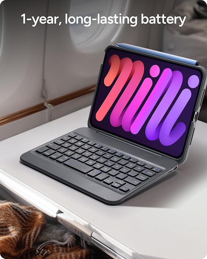 ZAGG Slim Book mini iPad mini (A17 Pro)/ (Gen 6) Keyboard Case – Bluetooth Detachable Keyboard & Protective Case Combo, Slim, Compact, Magnetic Hinge, Multiple Viewing Angles, Ergonomic Typing